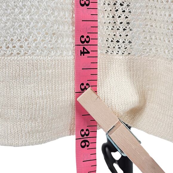 Polo Ralph Lauren Open Front Cardigan Drape Loose Knit Linen Medium Cream - Picture 8 of 12